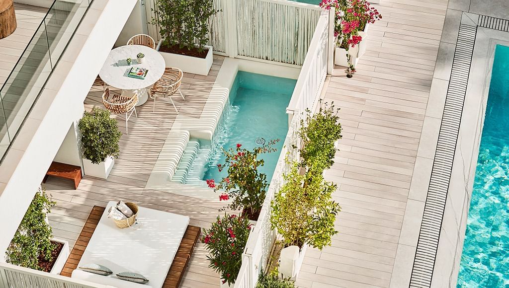 5 Exceptional Hospitality Design Experiences: Luxury Travel . Private pool with outdoor furniture