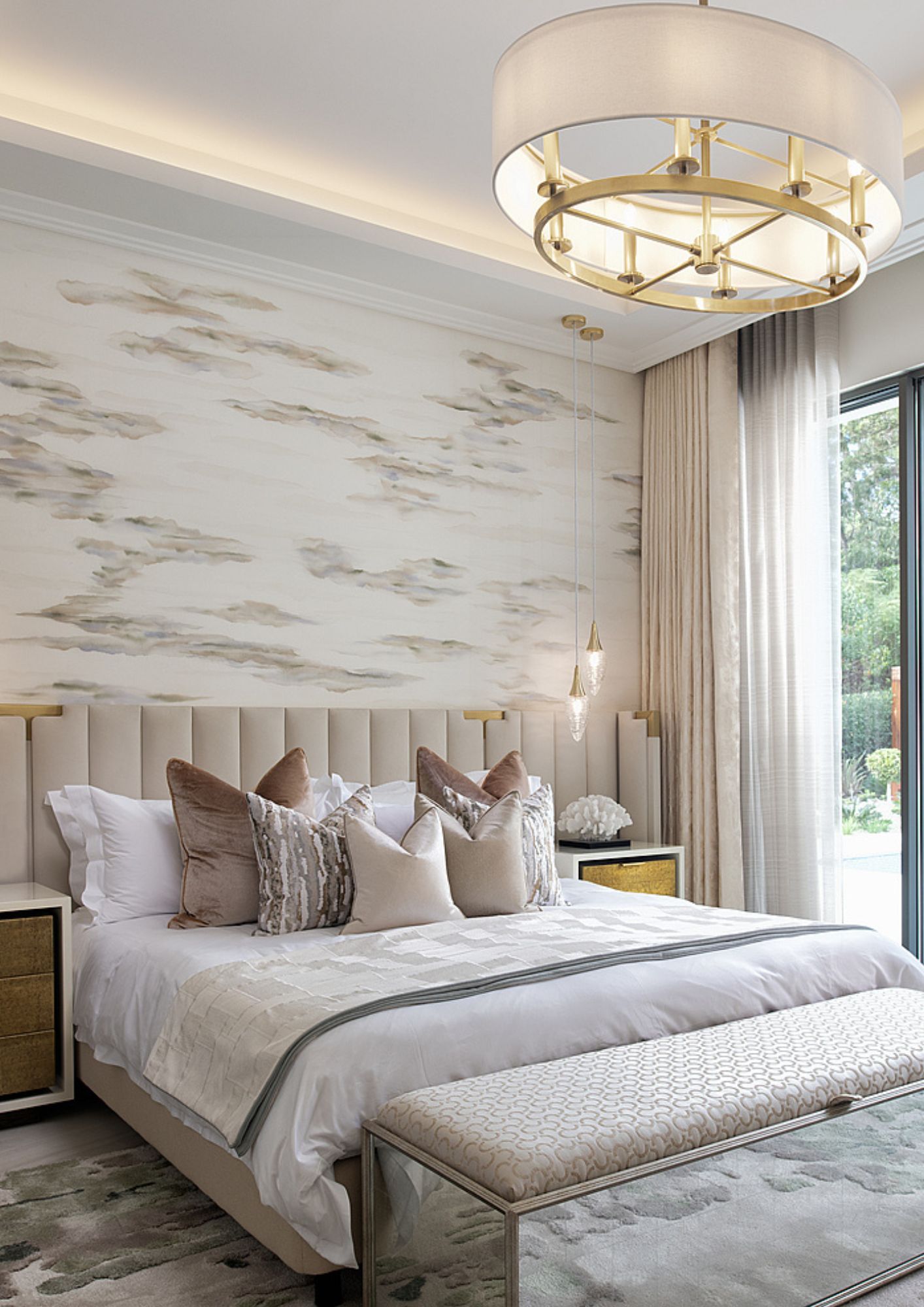 luxury bedroom design with beige shades