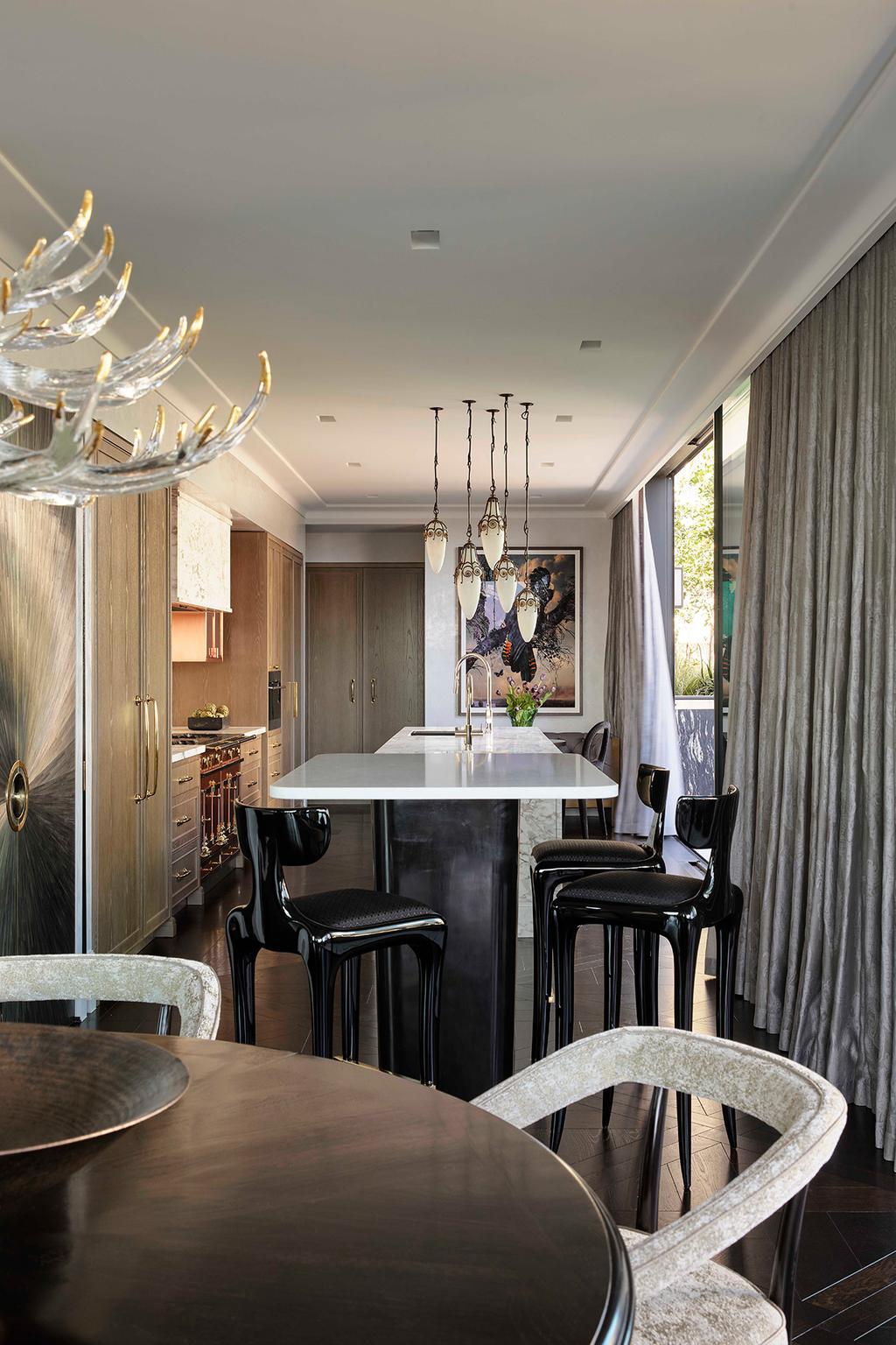 sophisticated kitchen with a luxurious eclectic mix of furniture