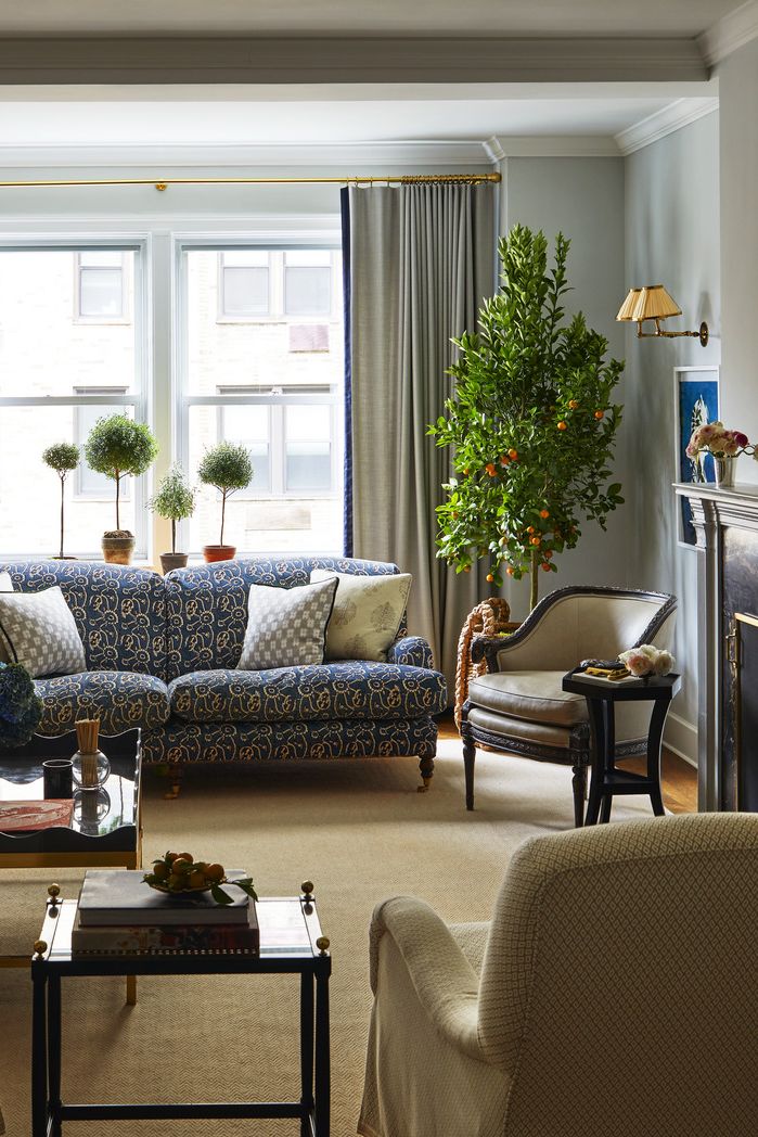 living room with trees and plants