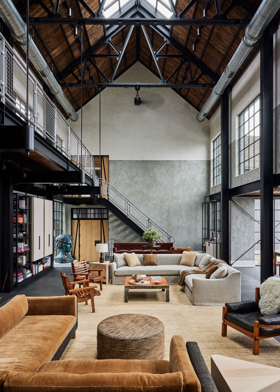 Living room with earth tones and modern furniture