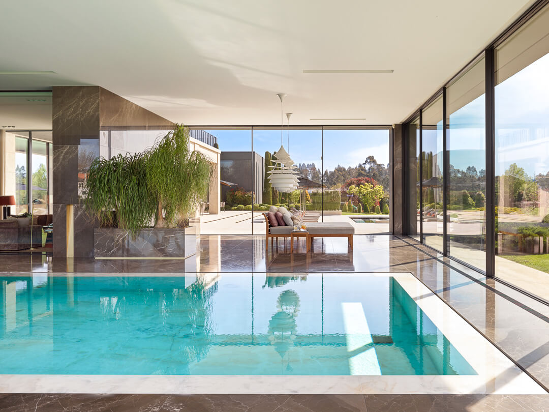 Indoor pool at luxury home in Portugal, outskirst Porto
