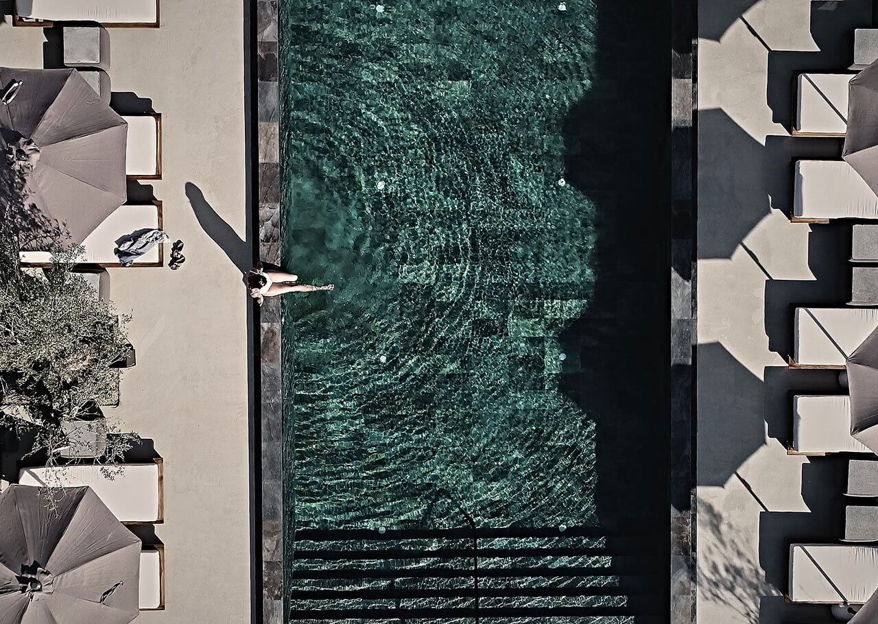 a pool in a luxury hotel