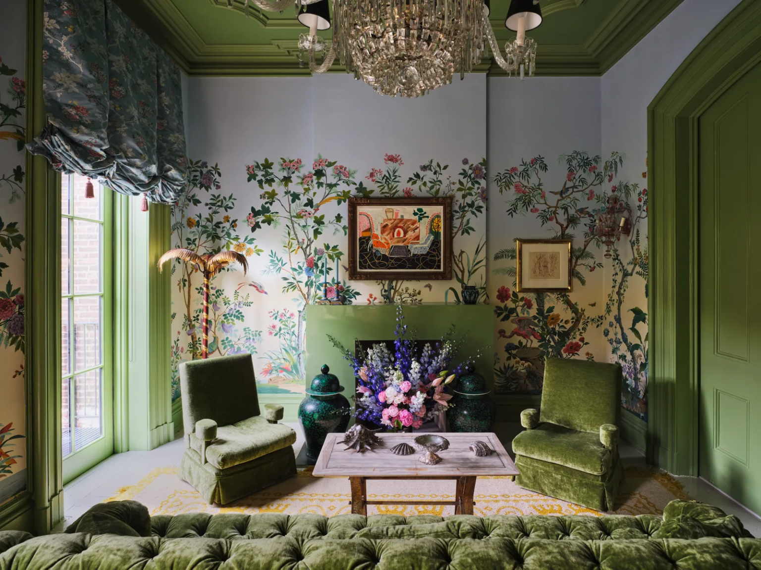 maximalist style living room David Harbour