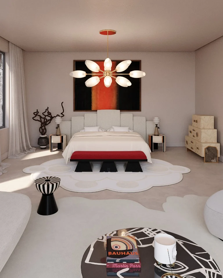 minimal bedroom with modern furniture