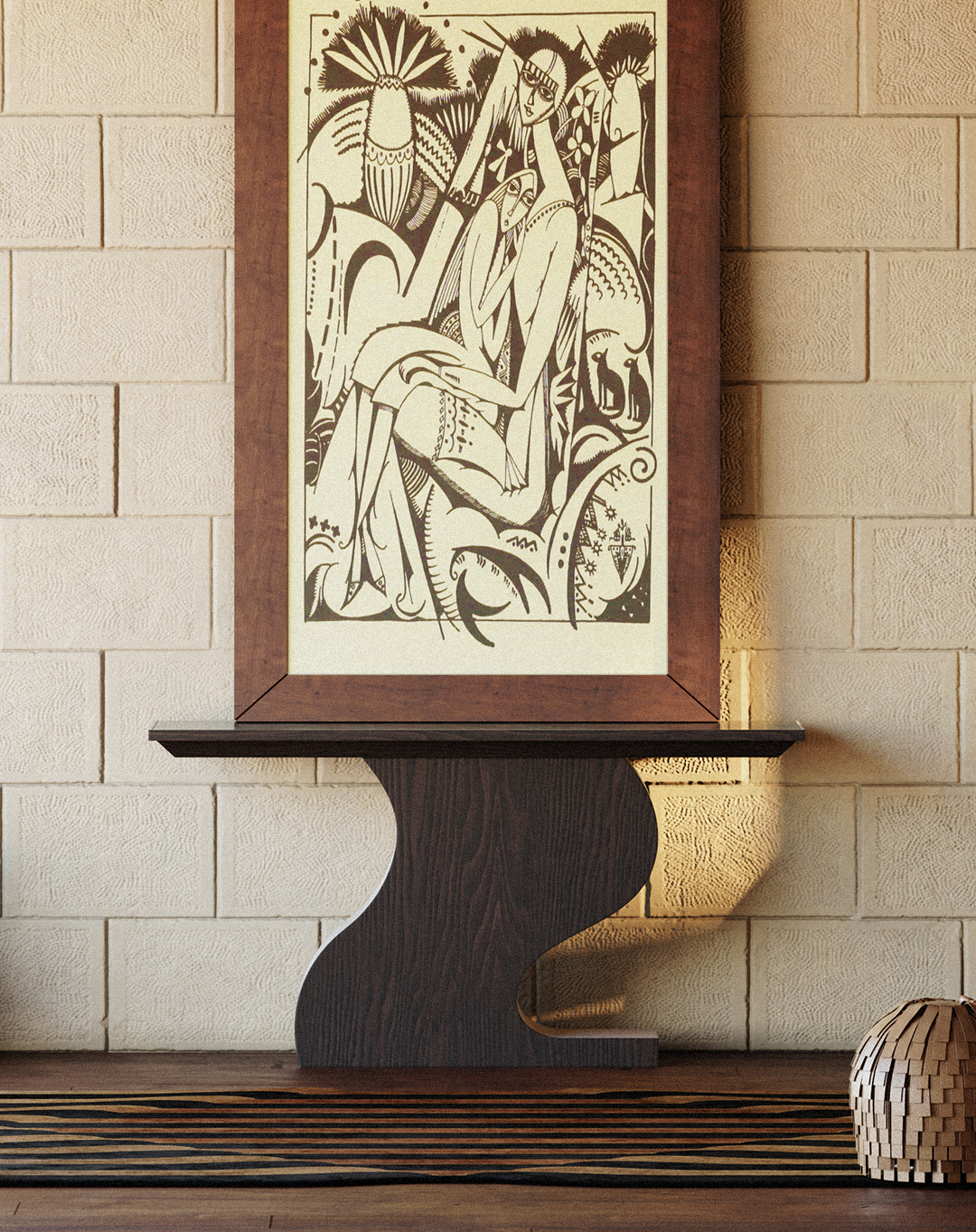modern style console table with a beautiful frame