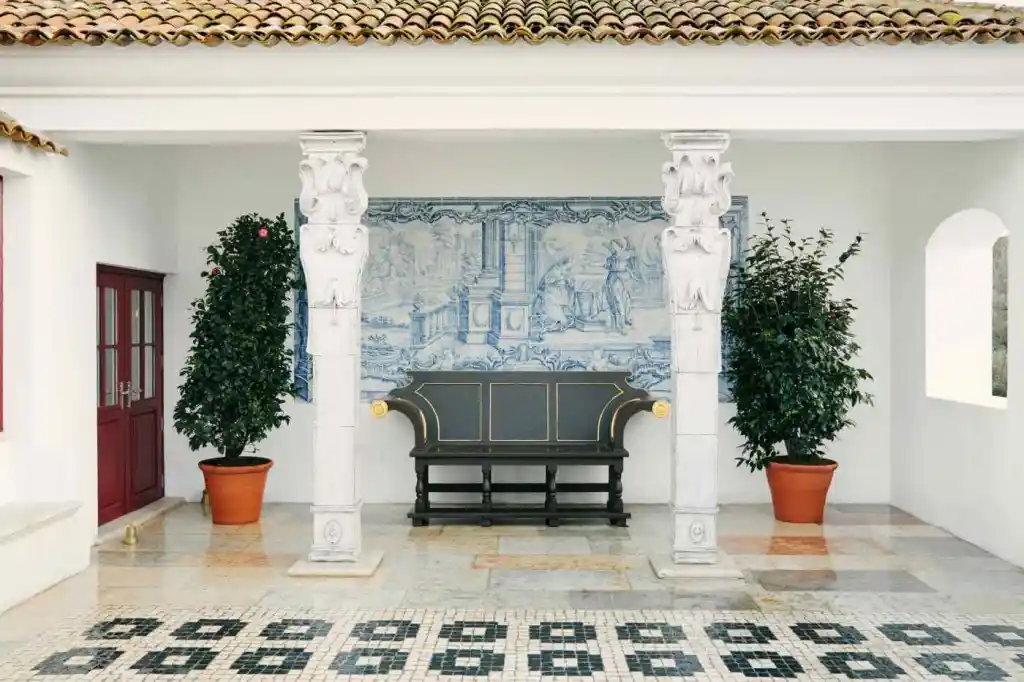 Outdoor patio featuring a beautiful portuguese tiles covered wall