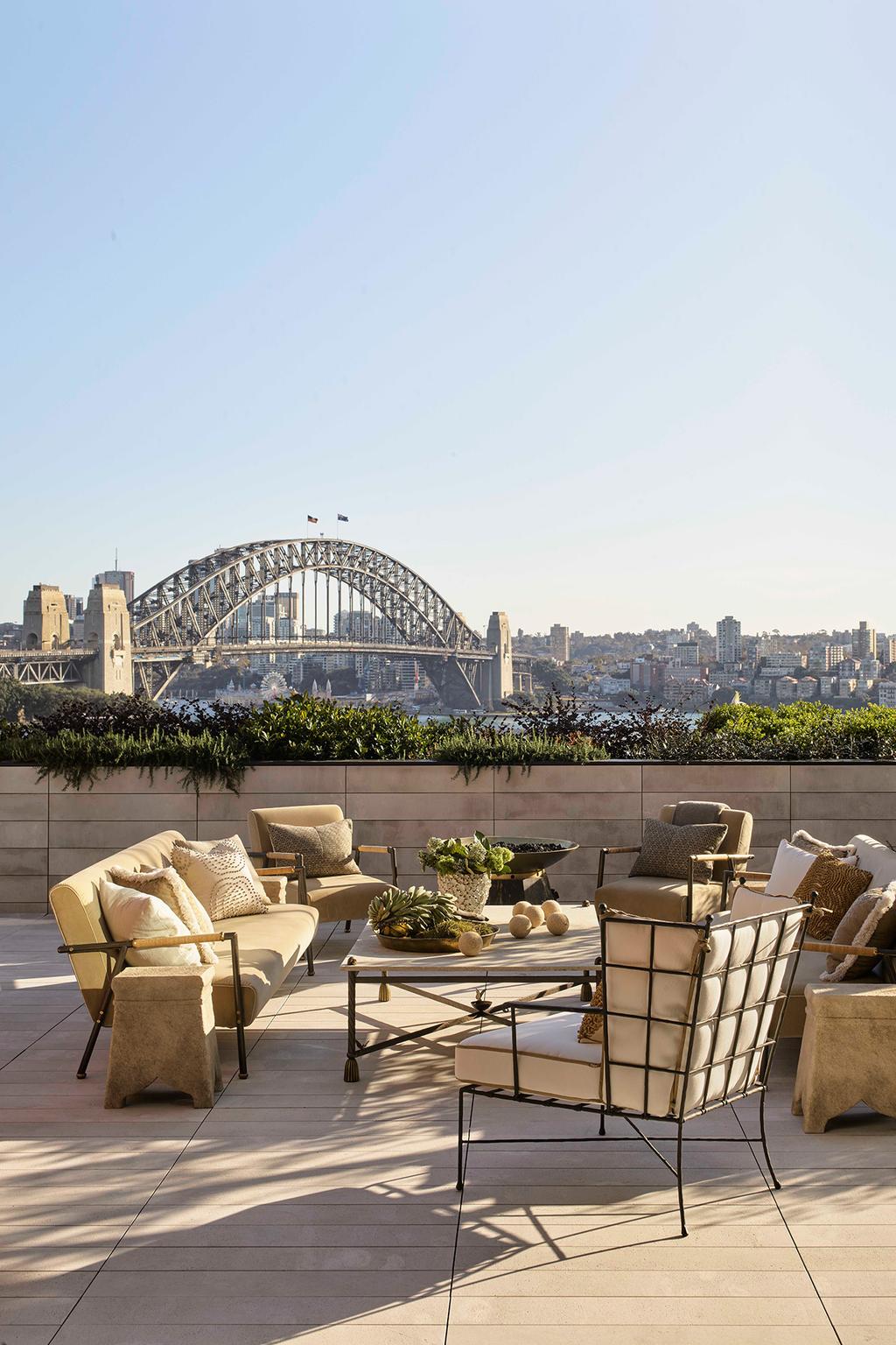 outdoor living space with a view to the harbor bridge