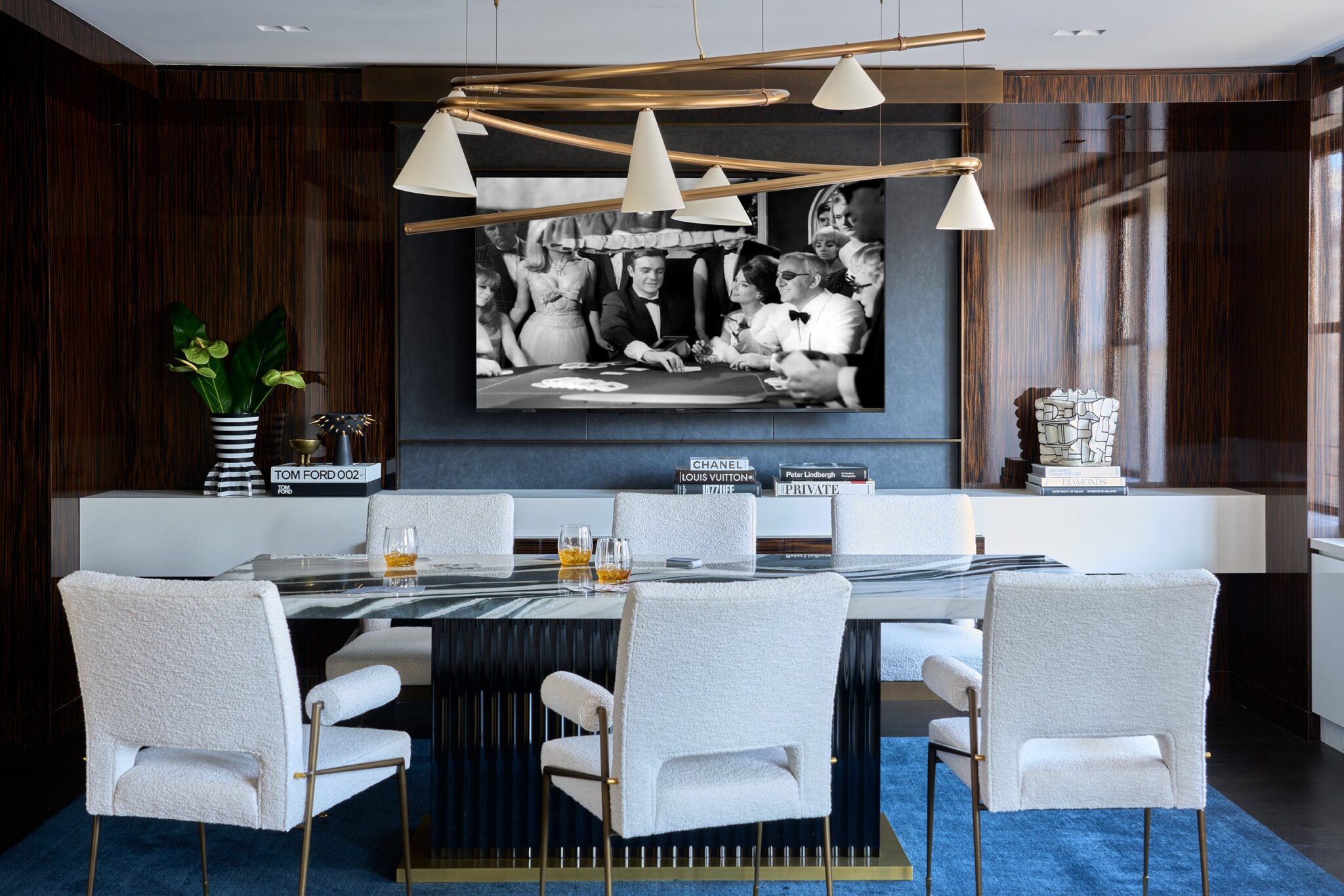 Modern Eclectic Interior Design at the Park Avenue Apartment, media room