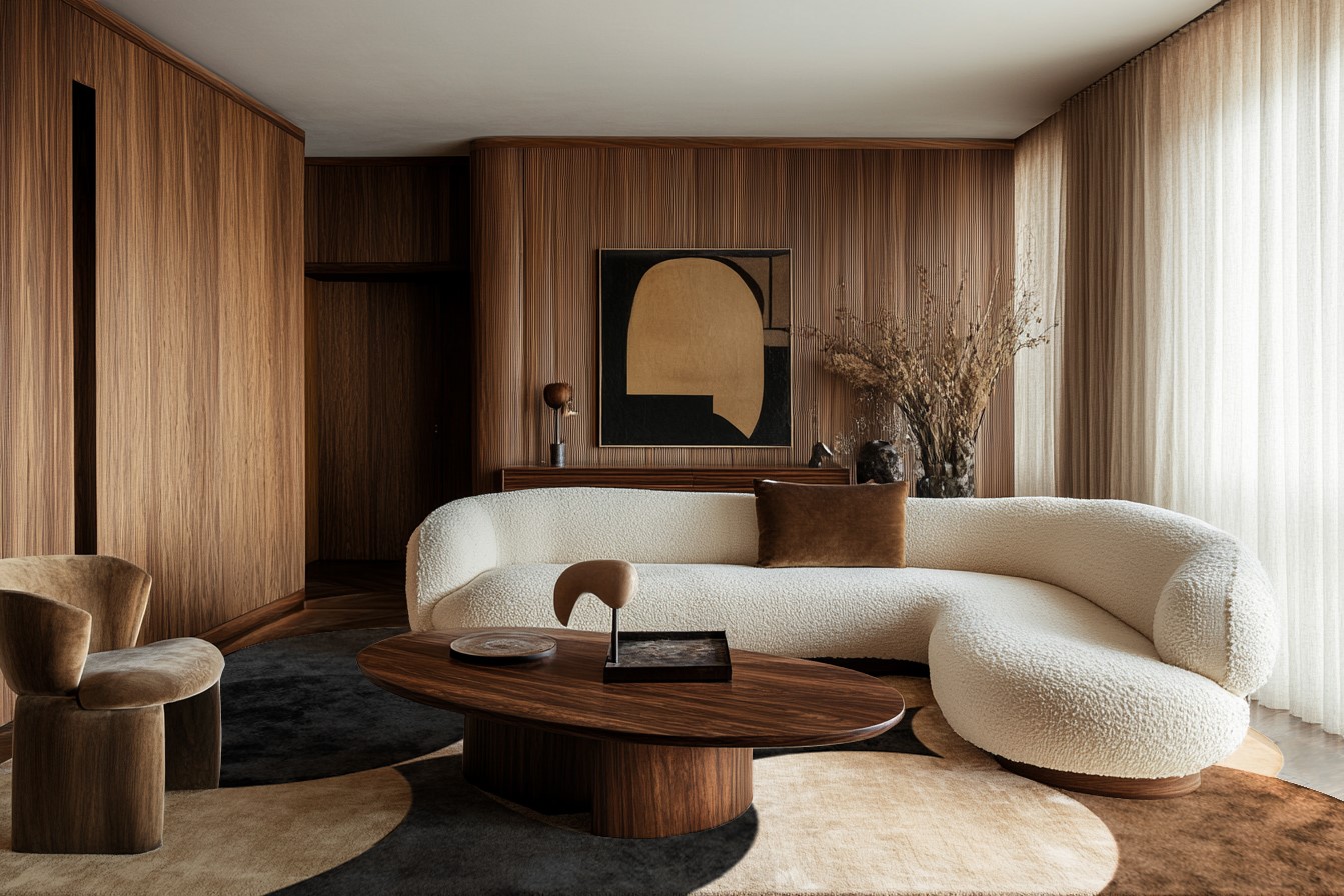 Handcrafted Unique Interior Design Ideas: designed furniture, handmade rugs, wood and stone table