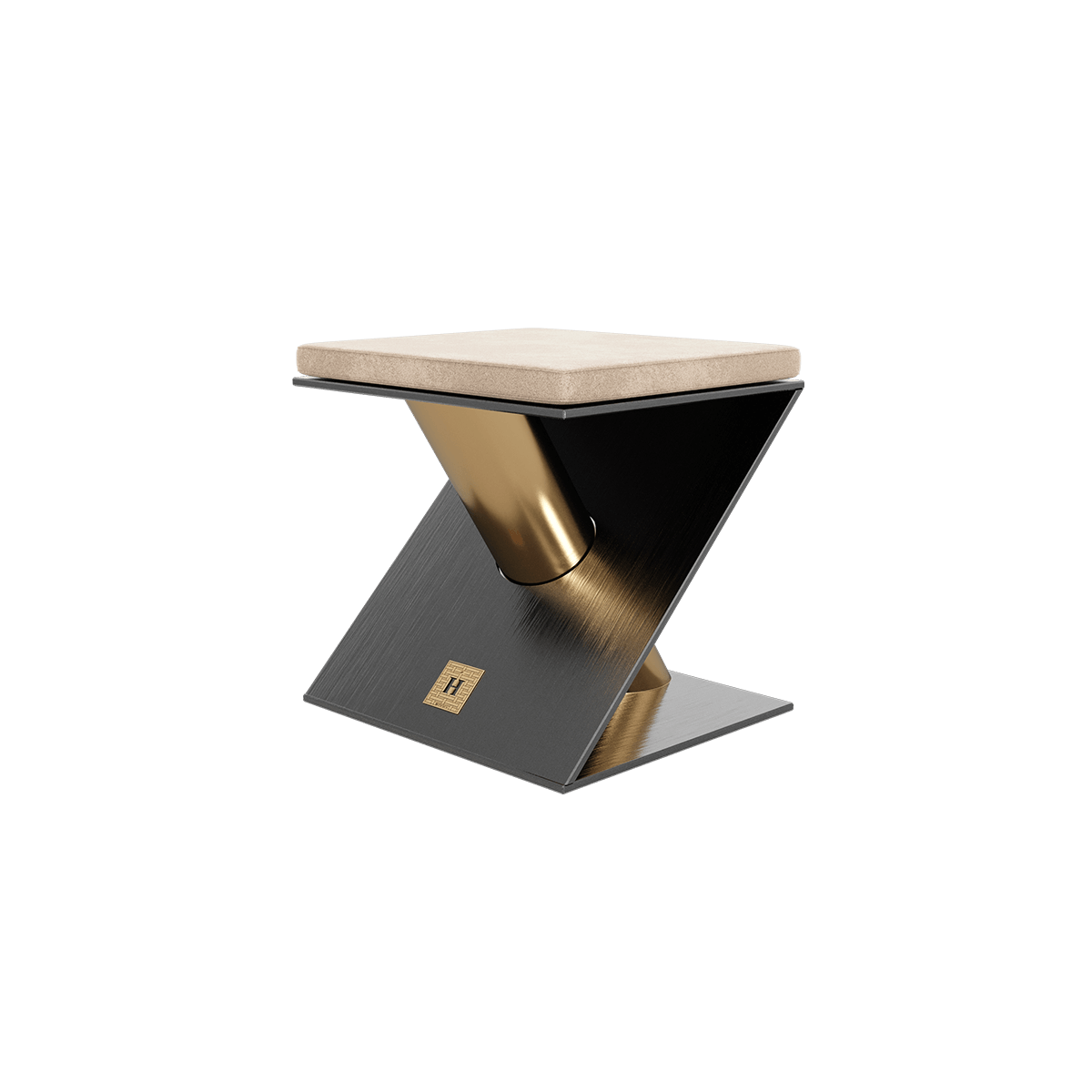modern stool wiht gold details for a modern interior design project